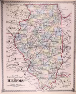 1875 Official Railroad Map of ILLINOIS - (15x17)-#015 - Picture 1 of 2