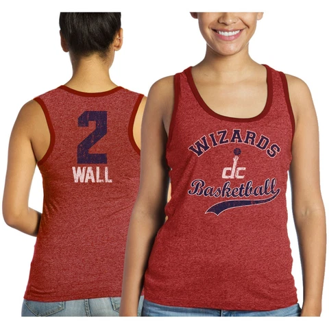 MAJESTIC WASHINGTON WIZARDS JOHN WALL TRI-BLEND TANK RED WOMENS MED Cover