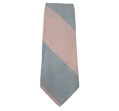 VIntage POLO Ralph Lauren Men White Pink Blue Stripe Seersucker Cotton Neck Tie - Image 1 of 4