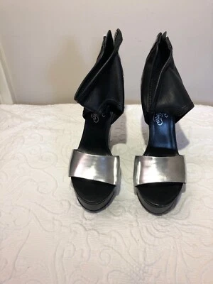 Alejandro Ingelmo Silver/Black Luna Wedge Sandal - Image 1 of 4