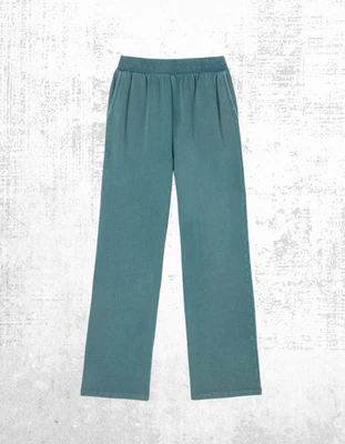 Womens Fat Face Jersey Joggers Washed Teal Green Soft Cotton Wide Leg - Image 1 of 4