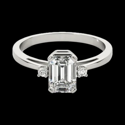 Diamond Engagement Ring 1.60 Ct Emerald Cut IGI Certified Lab Grown 950 Platinum - Image 1 of 4
