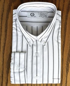 Vintage striped shirt 16 button down collar Long sleeved Canda pocket UNUSED TA - Picture 1 of 3