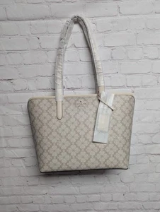 Bolso de Mano Grande Kate Spade Signature Flor de Pala en Neutros de Setas Oscuras Nuevo con Etiquetas - Imagen 1 de 8
