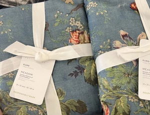 New Set Of 2 Pottery Barn Meadow Floral Reversible Percale Euro Shams 26X26" - Picture 1 of 1