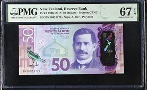 New Zealand 50 Dollars 2018 Polymer P 194 b Superb Gem UNC PMG 67 EPQ - Picture 1 of 3