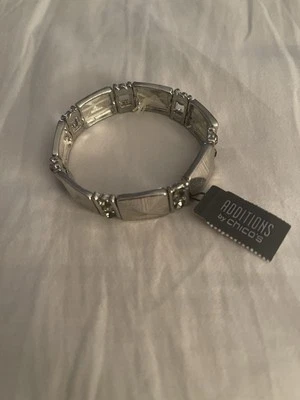 Pulsera Additions By Chico’s Color Plata, Detalle Rectángulo, Cristales Redondos Foto 1 de 2