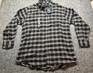Boca Classics Flannel Shirt Mens Large Black & White Plaid Long Sleeve Warm BNWT - Picture 1 of 9