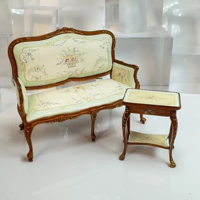 2Pc Dollhouse Miniature Sofa & Table Bespaq 1:12 Scale YN02 - Image 1 of 4