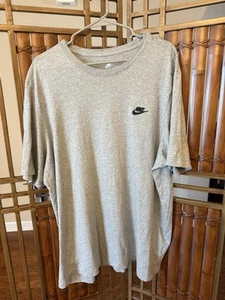 Nike Gray TALL Tee XXL Embroidered Swoosh Logo Shirt Soft Fit - Picture 1 of 8