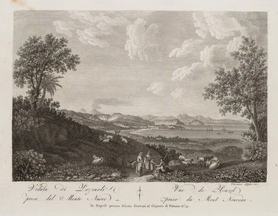 ALOJA (19.Jhd) nach Unbekannt (19.Jhd), Ansicht von Pozzuoli, um 1810, KSt. - Bild 1 von 4