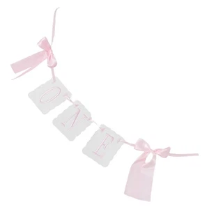  High Chair Banner: One Year Old Birthday Bow Tie Banner - Pink Tassel Garland - - Picture 1 of 12