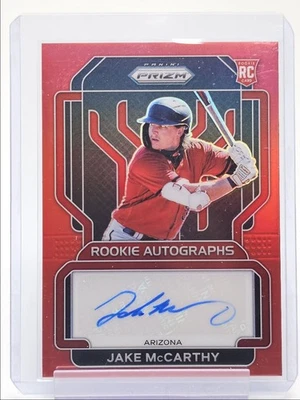 JAKE MCCARTHY 2022 PANINI PRIZM ROOKIE AUTOGRAPHS RED DBACKS RC AUTO /99 Q5972 - Image 1 of 2
