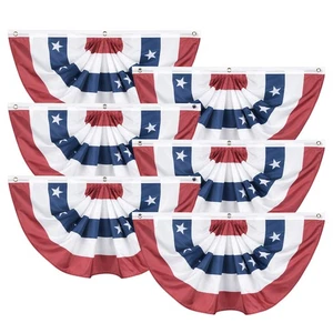 1.5x3 Ft USA Pleated Fan Flag Half Fan Banner American Bunting Decoration 6 Pack - Picture 1 of 9
