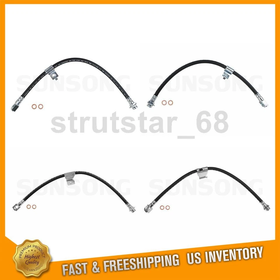 4 передних задних тормозных гидравлических шланга тормозной магистрали подходят для Pontiac Fiero 1985 1986 1987 годов выпуска - Изображение 1 из 4