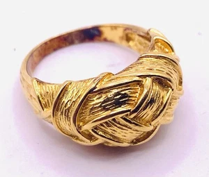 Vintage Gold Color Sign 925 Basket Weave Dome Ring E2 - Picture 1 of 5