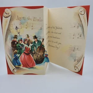Vintage Christmas Card Joy To The World Carols Made In USA - Picture 1 of 9