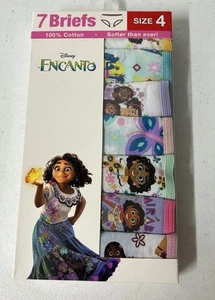 Girls Panties Multicolor Briefs Sz 4 Cotton New 7 PACK Disney Encanto - Picture 1 of 5