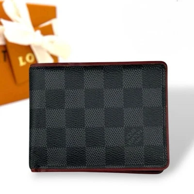 Louis Vuitton Multiple Wallet N63260 Damier Graphite Bordeaux Bifold Used YK730 - Image 1 of 4