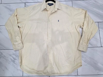 Camisa Ralph Lauren Abotonada Para Hombres XL Crema Blake Oxford Pony Logo Preppy Foto 1 de 4