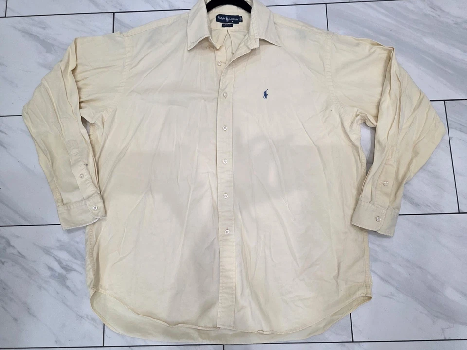 Ralph Lauren Button Down Shirt Mens XL Cream Blake Oxford Pony Logo Preppy - Image 1 of 4