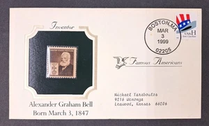 Vintage Alexander Graham Bell Famous Americans USPS Stamp 893 Envelope 1999 Post - Picture 1 of 2