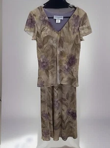 JESSICA HOWARD Womens Petite 10 Vintage Floral Formal Maxi Dress Modest V Neck - Picture 1 of 13