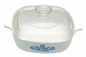Vintage Corning Ware Blue Cornflower Dish 1 Quart P-1-B Vintage W/ Pyrex Lid - Picture 1 of 6