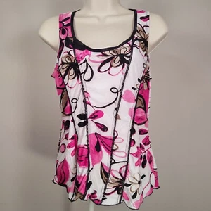 Dressbarn Womens Sleeveless Top Shirt Blouse Small Pink Floral Summer Casual - Picture 1 of 8