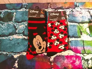 Adults Disney Crew Socks size 9-13/Mickey Mouse/Lot of 2 - Picture 1 of 5