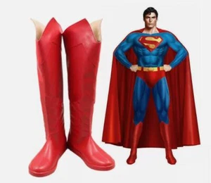 Superman Red Halloween Lng Cosplay Shoes Boots - Picture 1 of 9