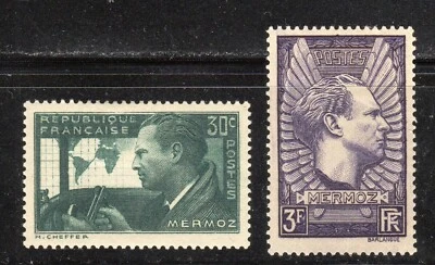 France 1937 SC# 325-326 - Jean Mermoz Aviator - Memorial to Mermoz M-H Lot# 004 - Image 1 of 2