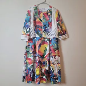 Rose Collection Dress & Jacket Womens 18 white Bright pop mesh A-line midi RC192 - Picture 1 of 24