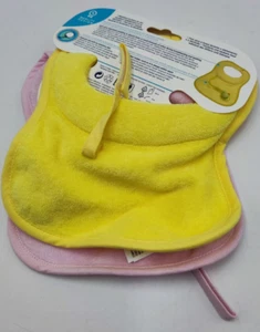Chicco Baumwoll Lätzchen und Schnullerband 2er-Pack Gelb Rosa - Bild 1 von 4