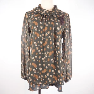 Unbranded High Neck Sheer Blouse Lined with Sequin Flower Details - Size L - Picture 1 of 6