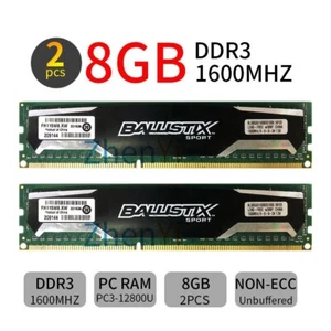 Crucial Ballistix Sport 16GB 2x 8GB 1600MHz DDR3 PC3-12800 240Pin Desktop Memory - Picture 1 of 10