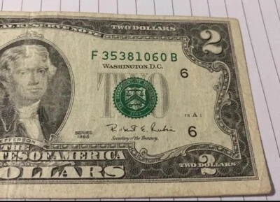 $2 Dollar Bill Note Series 1995 - Image 1 of 3