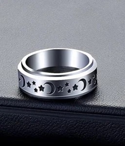 Stainless Steel Spinner Ring Anti Anxiety Size 7 Unisex Stress Relieving New 946 - Picture 1 of 1