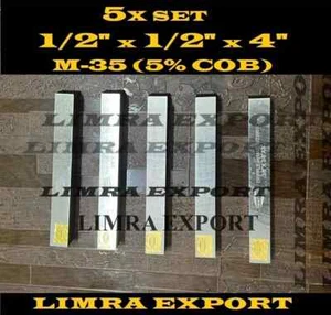 5 PCS SET 1/2" x 1/2" x 4" HSS Square Tool Bit M-35 (5% Cob) Lathe Fly Cutter - Picture 1 of 2