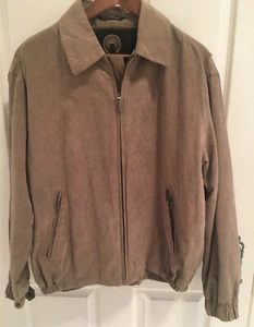 Weatherproof Mens Medium Short Bomber Jacket Beige Micro Suede NEVER WORN - Picture 1 of 9
