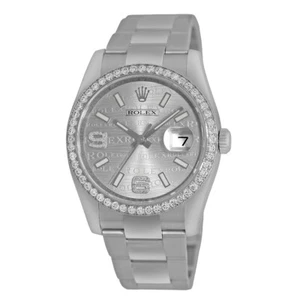 ROLEX Stainless Steel 36mm Factory Diamond 116244 Datejust Box Warranty MINTY  - Picture 1 of 6