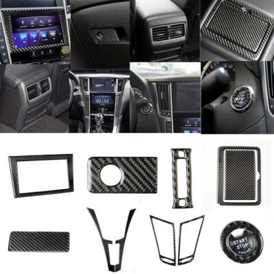 Juego completo de cubierta interior de fibra de carbono para Infiniti Q50 Q60 2014-2019 12 piezas Foto 1 de 4