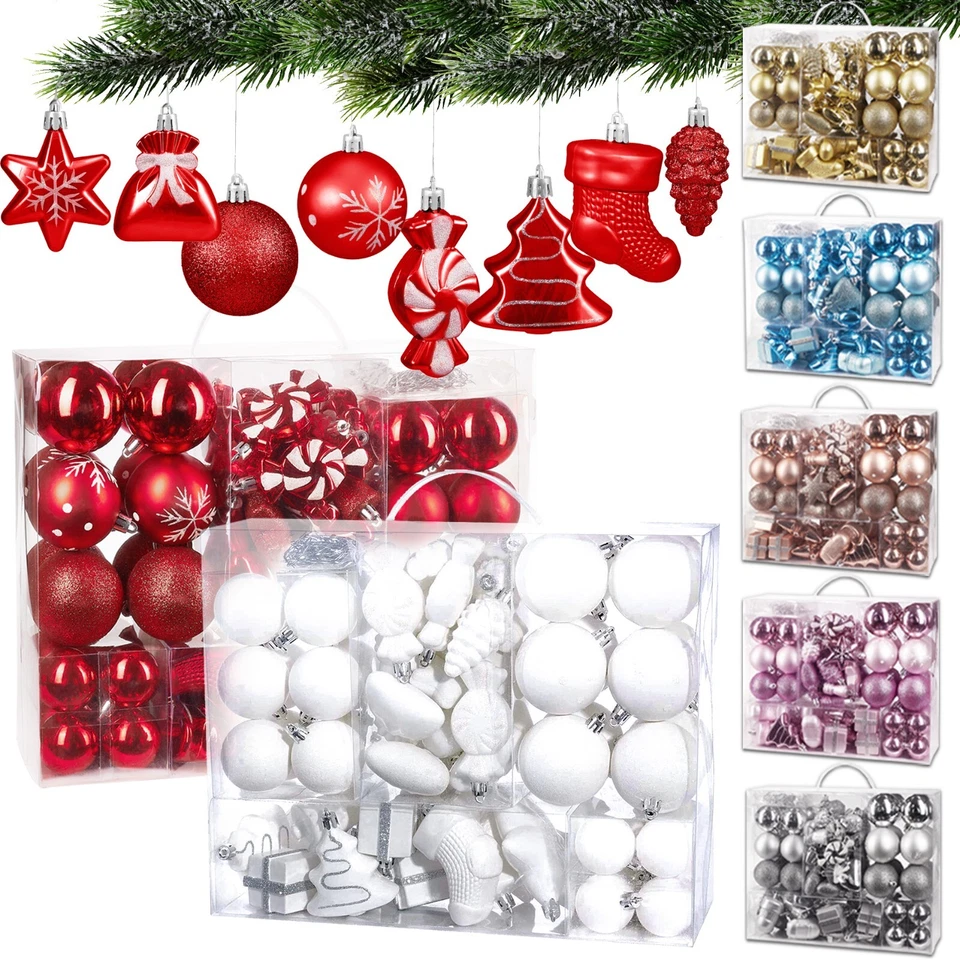 BRUBAKER 77 Set Sfere in Plastico Resiste 7/6/5cm Palla Albero Palla di natale - Immagine 1 di 4