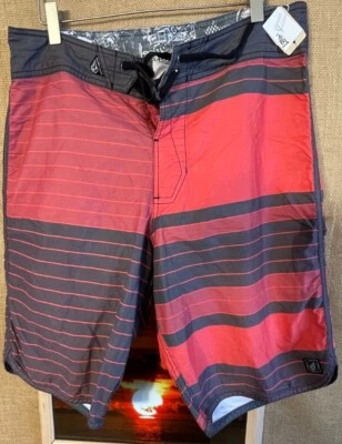 Volcom men’s multi-color board shorts 33 pocket lightweight striped - Image 1 of 4