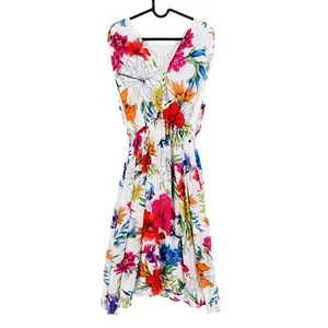 GANT White Floral V Neck Flared Dress Size EU 34 UK 6 US 4 - Picture 1 of 7