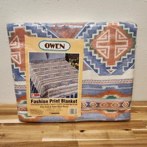 Owen New Frontier Southwestern Print Blanket 72” X 90” USA NEW Aztec NOS Ranch - Picture 1 of 2