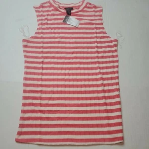 NWT womens rue 21 sleeveless top pink & cream sz L - Picture 1 of 8