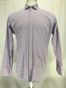 Thomas Dean Long Sleeve Button-Front Purple Checkered Flip Cuff Shirt Sz XL - Picture 1 of 7