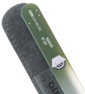 'WARRIOR BY DAY' Crystal Glass Nail File in Suede, Czech Republic Made - Foto 1 di 4