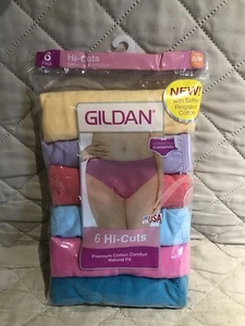 6 NEW SEALED Gildan Ladies HI CUTS Panties Size 6/M SHIPS FREE - Picture 1 of 4